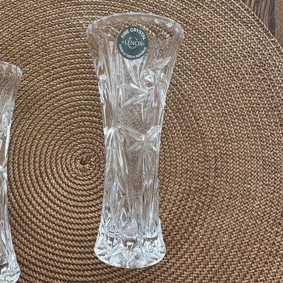 Lenox Other - Lenox Cut Lead Crystal Star Pattern Bud Flower Vase 6” Tall Czech Vintage Gift